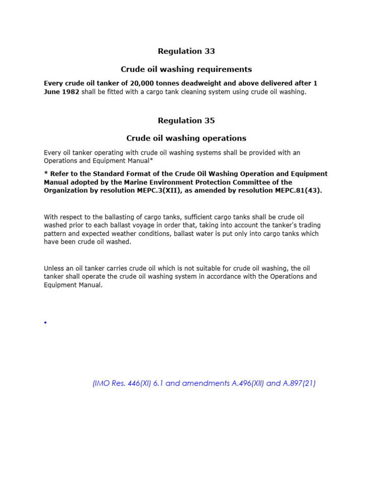 Crude Oil Washing Regulations for Tankers | PDF | Oil Tanker | Oil