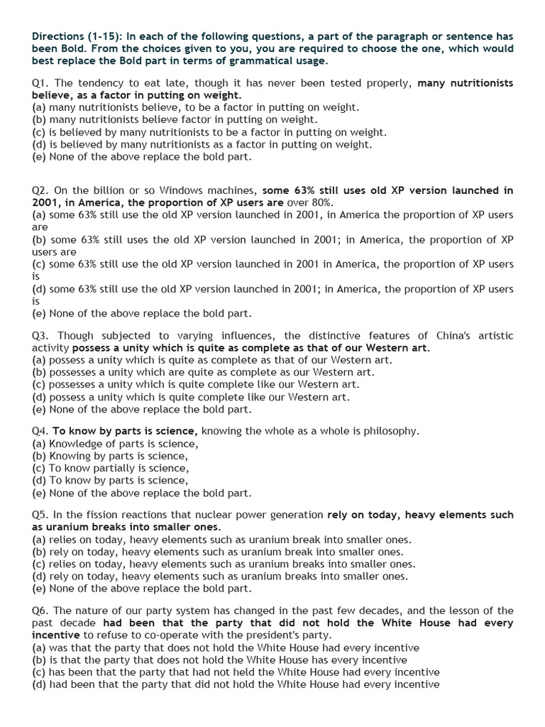 New Pattern English Questions | PDF | Verb | Calorie