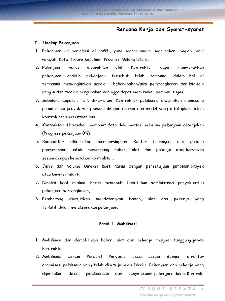 Rencana Kerja Dan Syarat Pdf