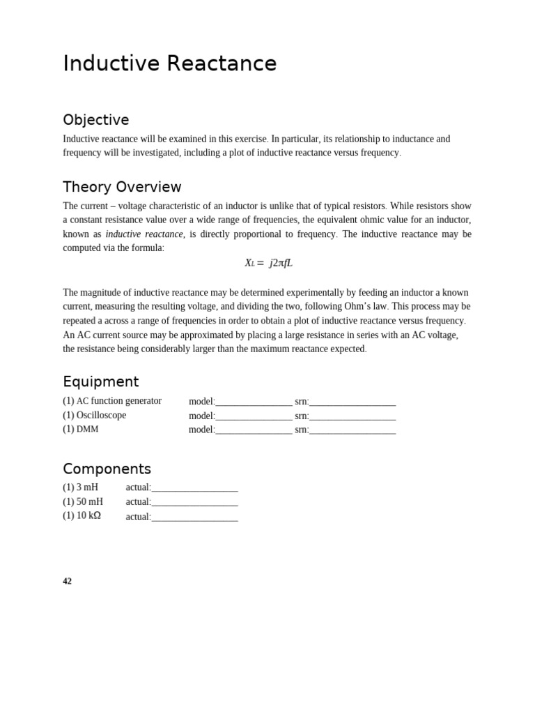 Experiment Inductive Reactance | PDF | Inductance | Inductor