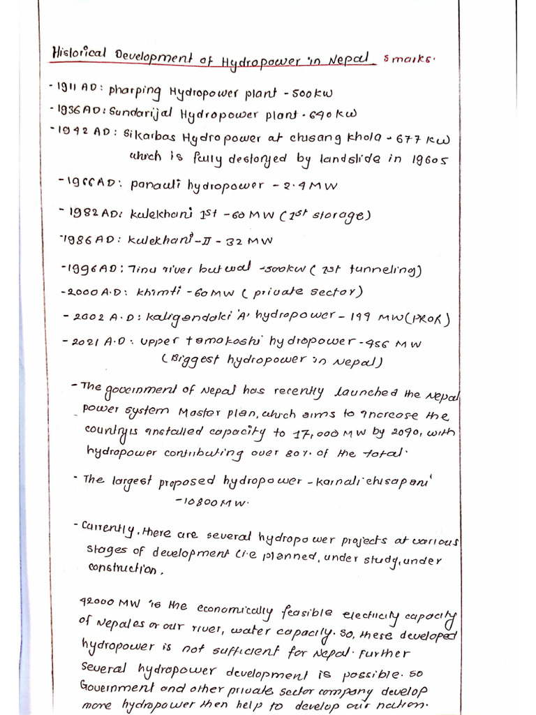 Hydropower 7th Level Note Prepared by Loksewa Note | PDF