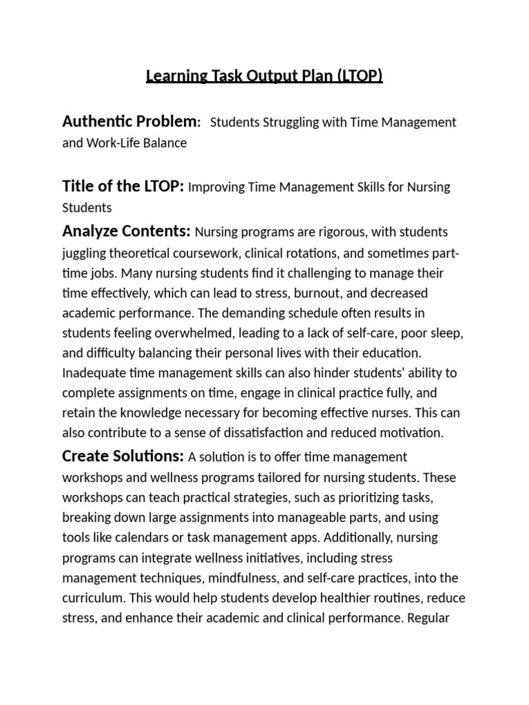 Learning Task Output Plan | PDF