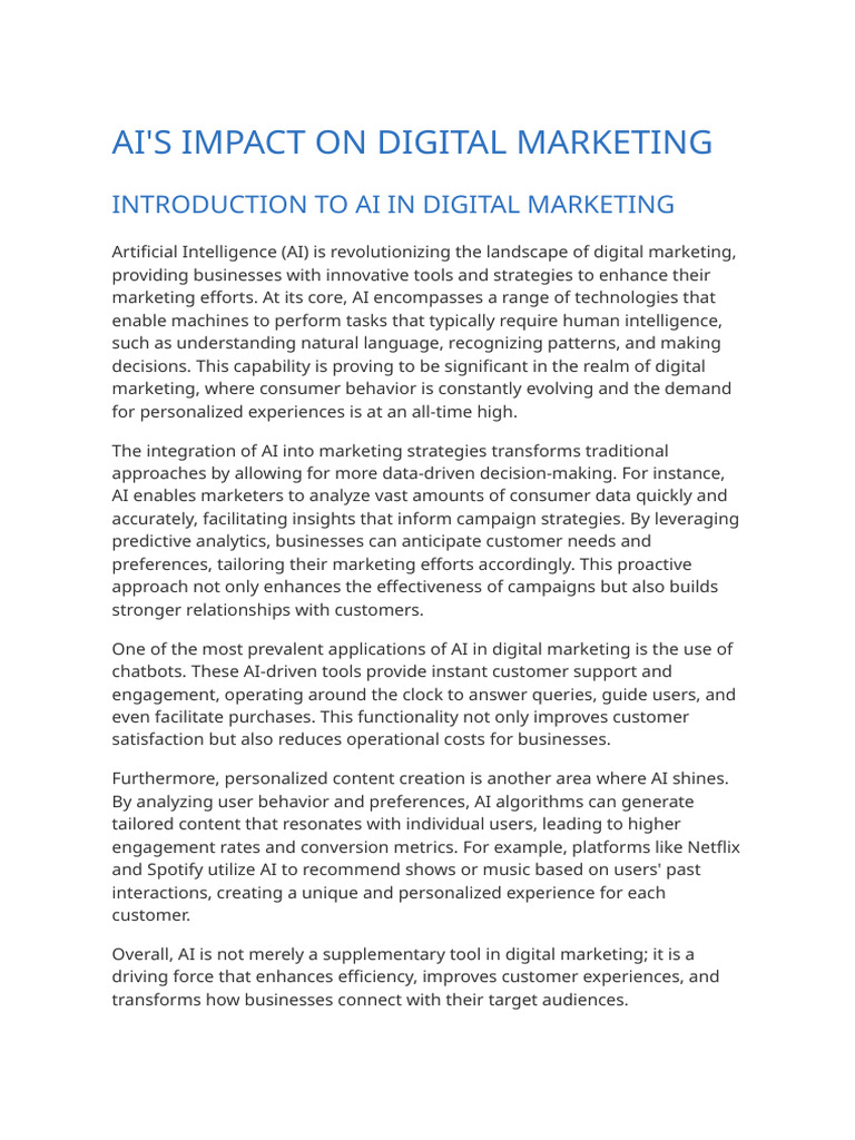 AI Transforming Digital Marketing Strategies | PDF | Artificial ...