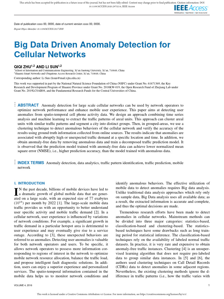 Big Data Driven Anomaly Detection For Cellular Net-1 | PDF | Principal ...