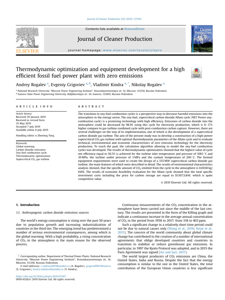 Thermodynamic Optimization and Equipment Development For A High ...