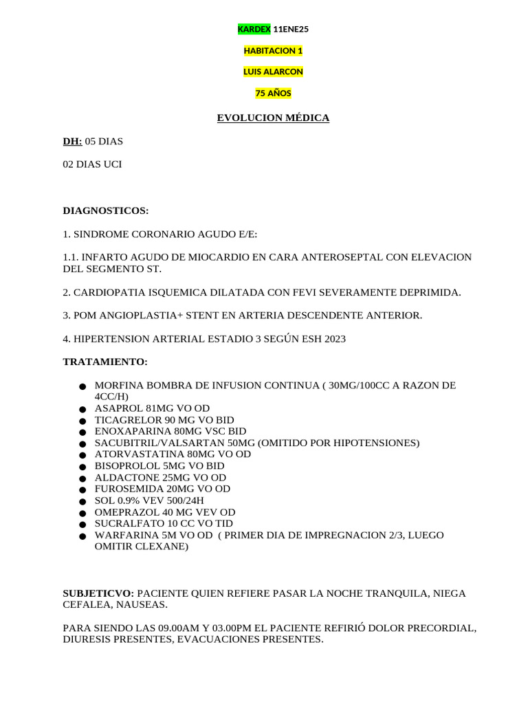 Kardex 11ene25 | PDF | Medicina Interna | Enfermedades y trastornos humanos