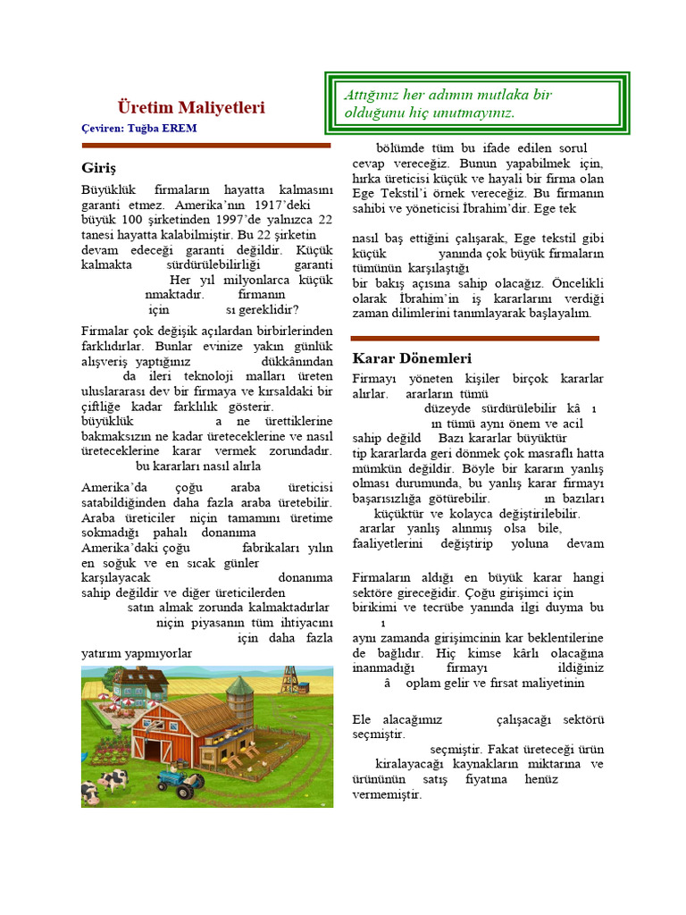 6 Uretim Maliyetleri | PDF