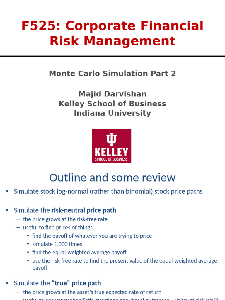 Monte Carlo Simulation in Finance | PDF | Value At Risk | Option (Finance)