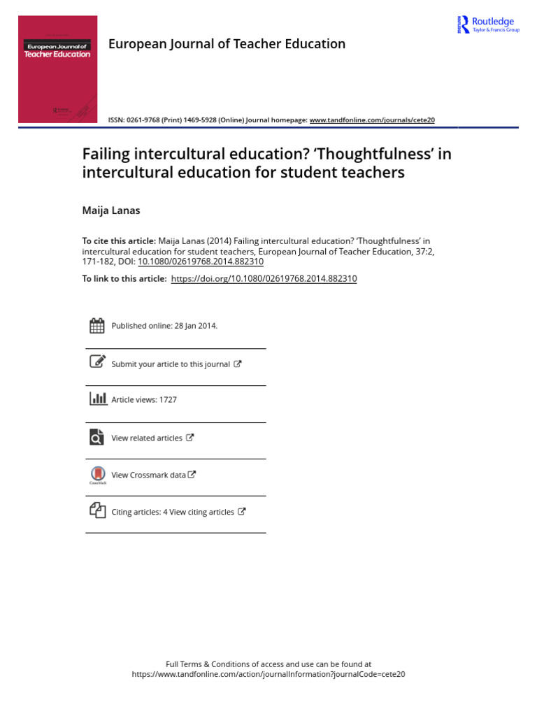Rethinking Intercultural Education in Teaching | PDF | Teacher ...