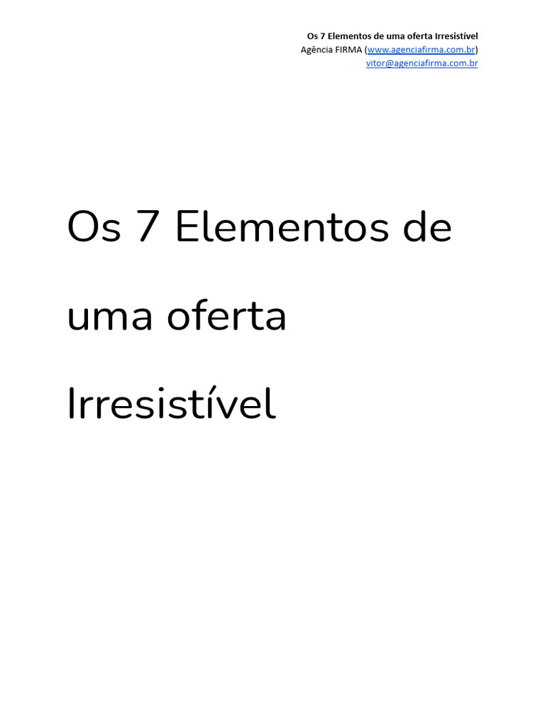 Os 7 Elementos de Uma Oferta Irresistível | PDF | Tempo