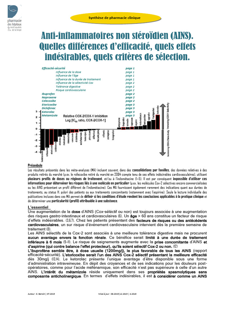 Efficacité et sécurité des AINS en pharmacie | PDF | Anti-inflammatoire ...