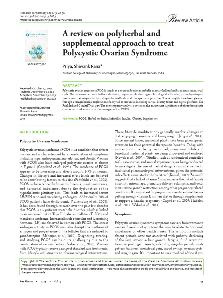 Herbal Approaches for PCOS Management | PDF | Polycystic Ovary Syndrome ...