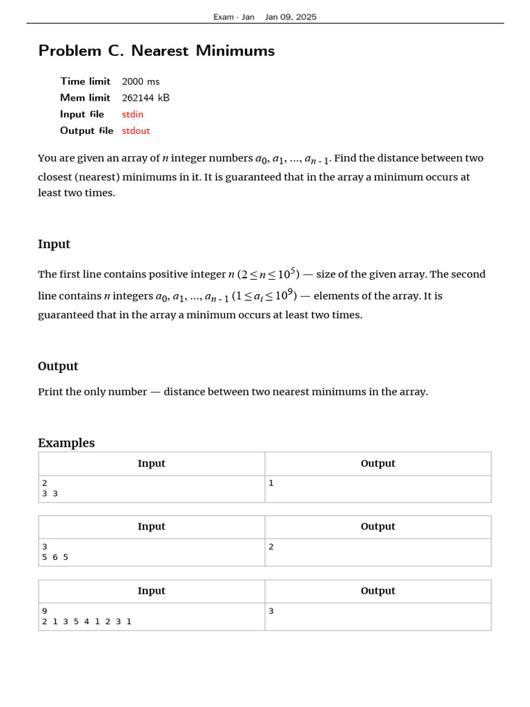 Nearest Minimums Distance Problem | PDF
