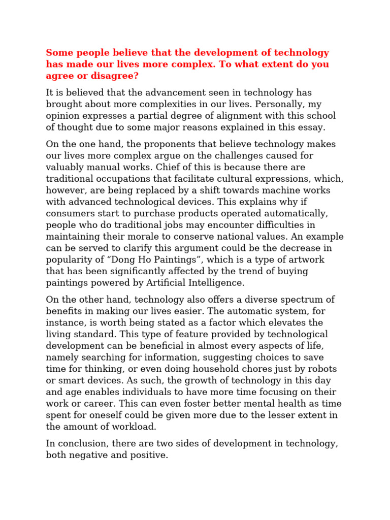 Technology: Complexity vs. Convenience | PDF | Artificial Intelligence ...