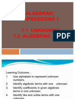 ALGEBRAIC EXPRESSIONS WITH LETTERS AND TERMS
