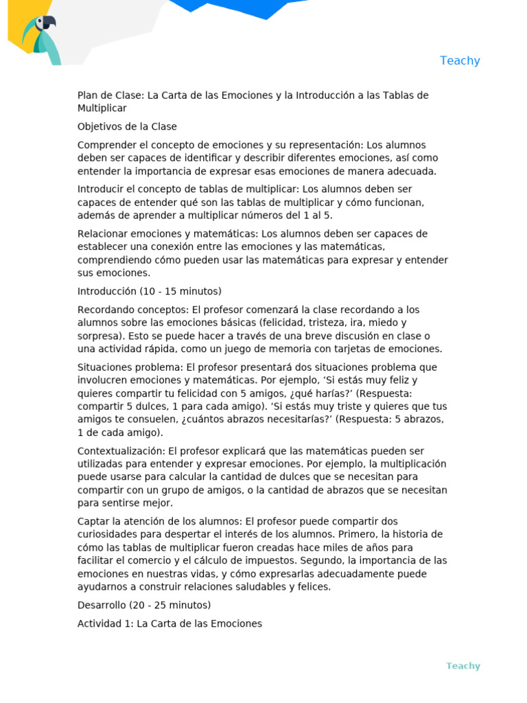 Generador de Plan de Clase - 23 - 1 - 2025 | PDF | Las emociones ...