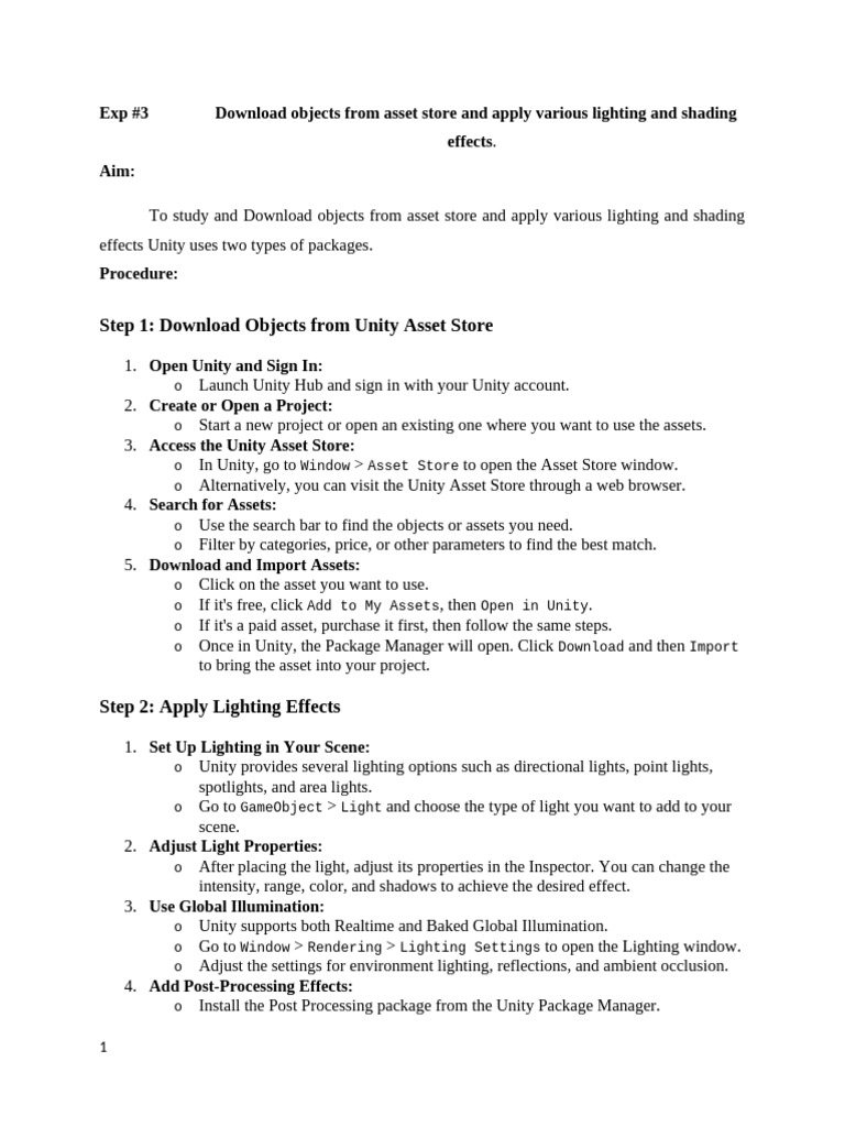 Practical Exercises Ar VR - Ex 3 | PDF | Unity (Game Engine) | Shader