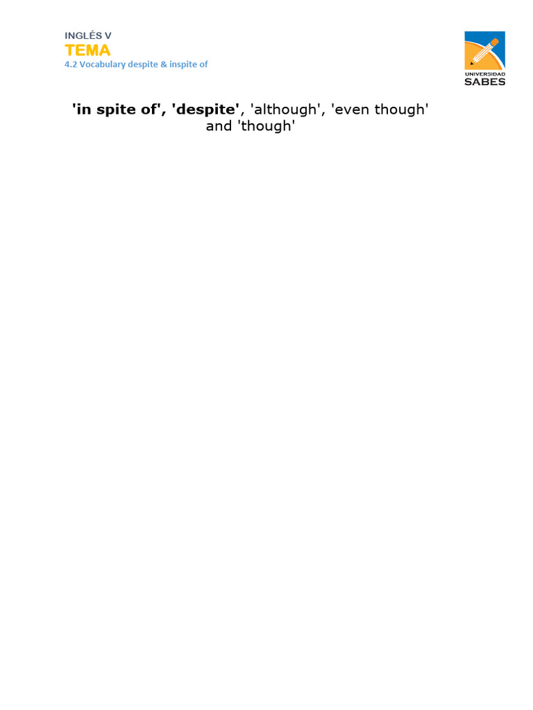 4.2 Vocabulary Despite Inspite of | PDF
