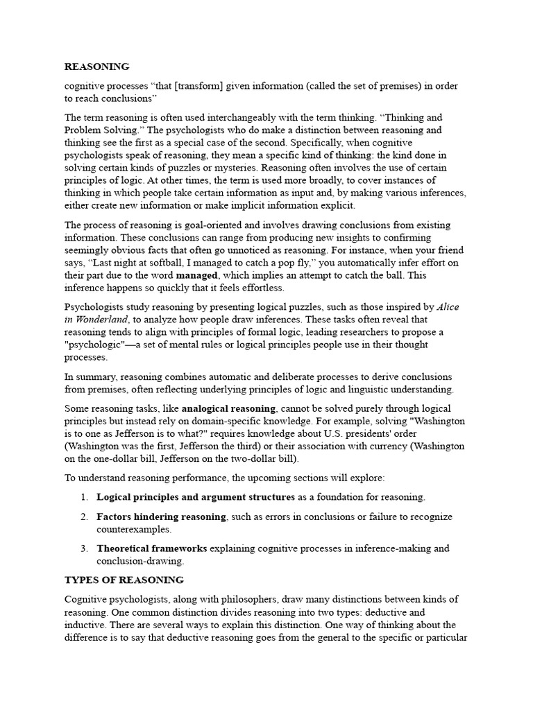 Reasoning-Cog Psych Module 4 | PDF | Deductive Reasoning | Reason
