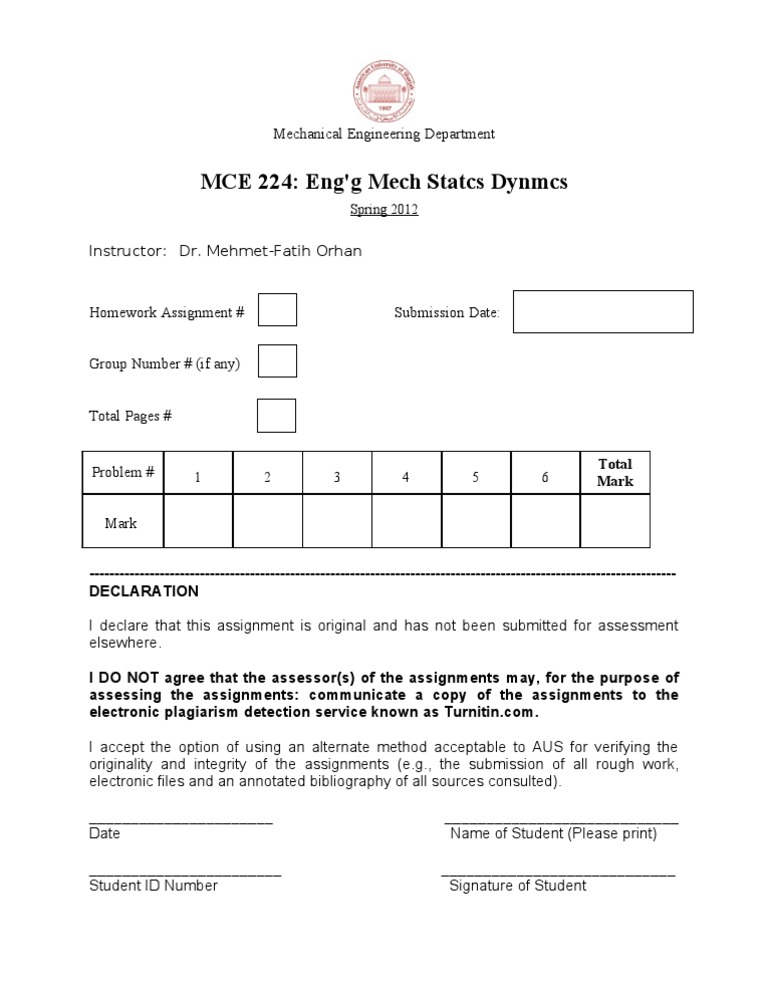 Mce 224-HW-CS | PDF | Homework