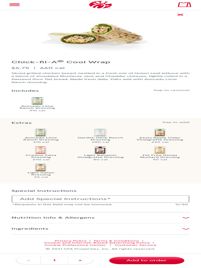 Order Food - Menu Chick-fil-A | PDF