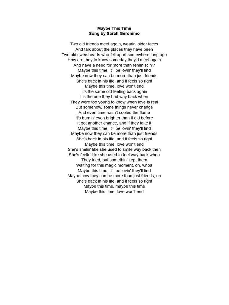 Maybe This Time - Sarah Geronimo Song | PDF
