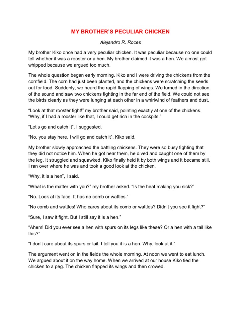 My Brother's Peculiar Chicken | PDF