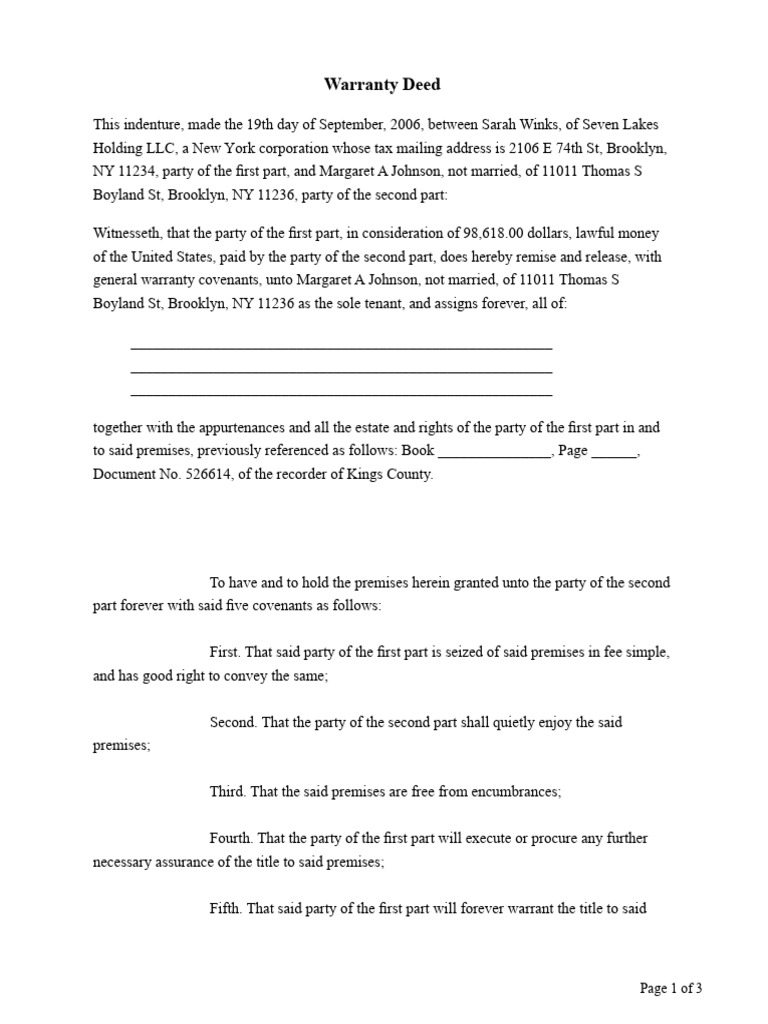 Deed | PDF | Deed | Covenant (Law)