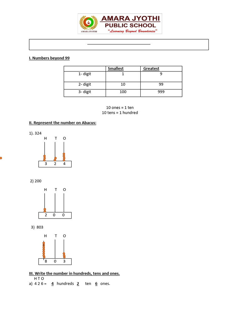 Grade 2 Chapter 1 Notes | PDF