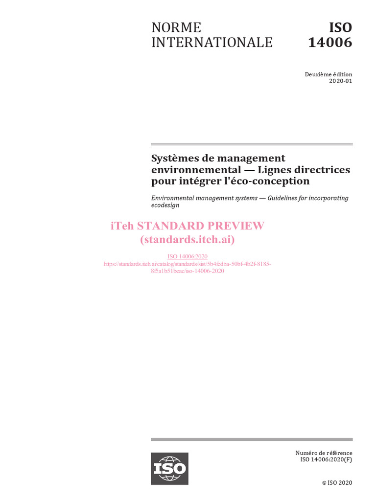 Iso 14006 2020 | PDF | Analyse du cycle de vie | Organisation ...