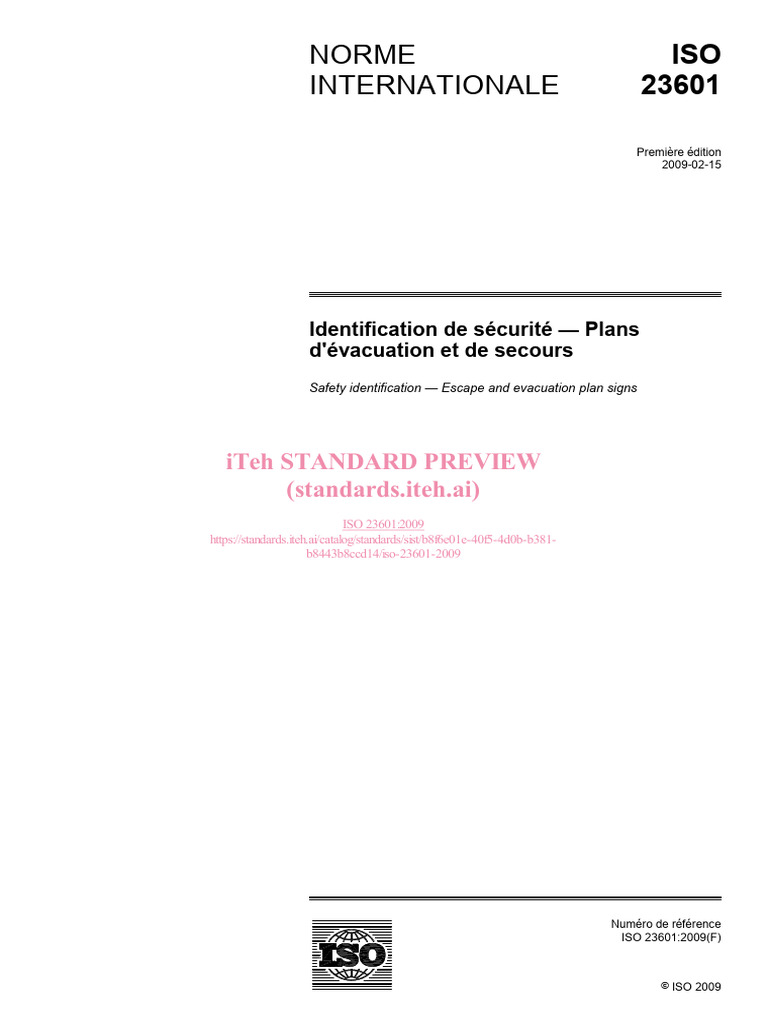 Norme ISO 23601: Plans d'évacuation | PDF | Organisation internationale ...