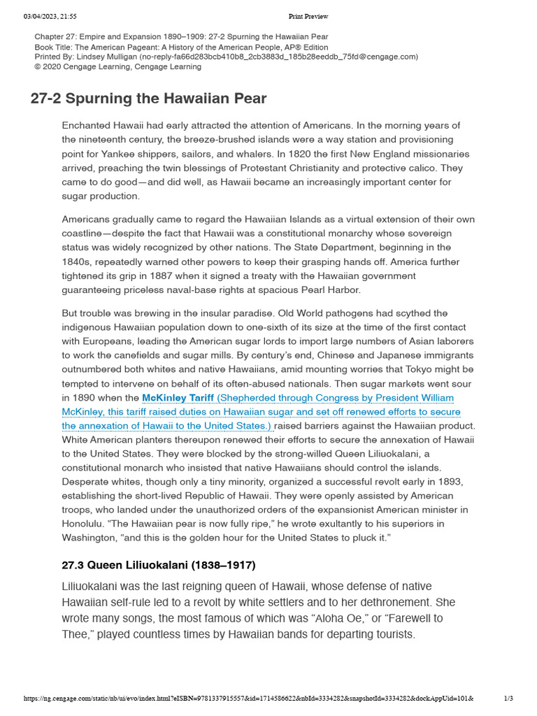 American Pageant Chap 27-2 | PDF | Hawaii | The United States