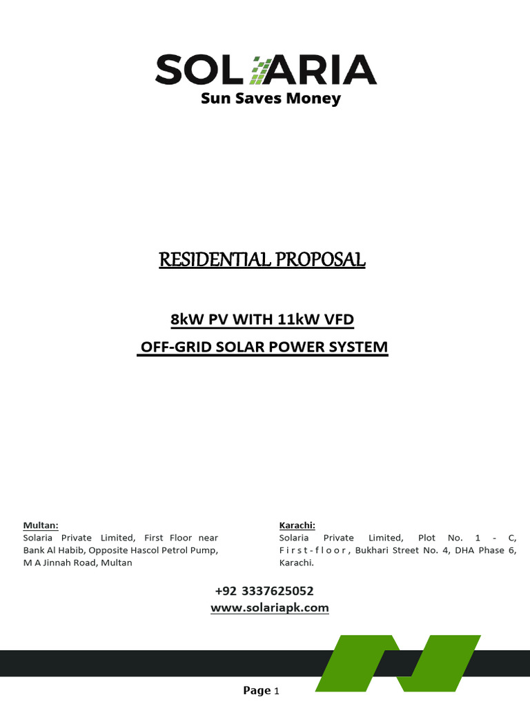 8kW Off-Grid Solar Power Proposal | PDF | Photovoltaic System | Payments