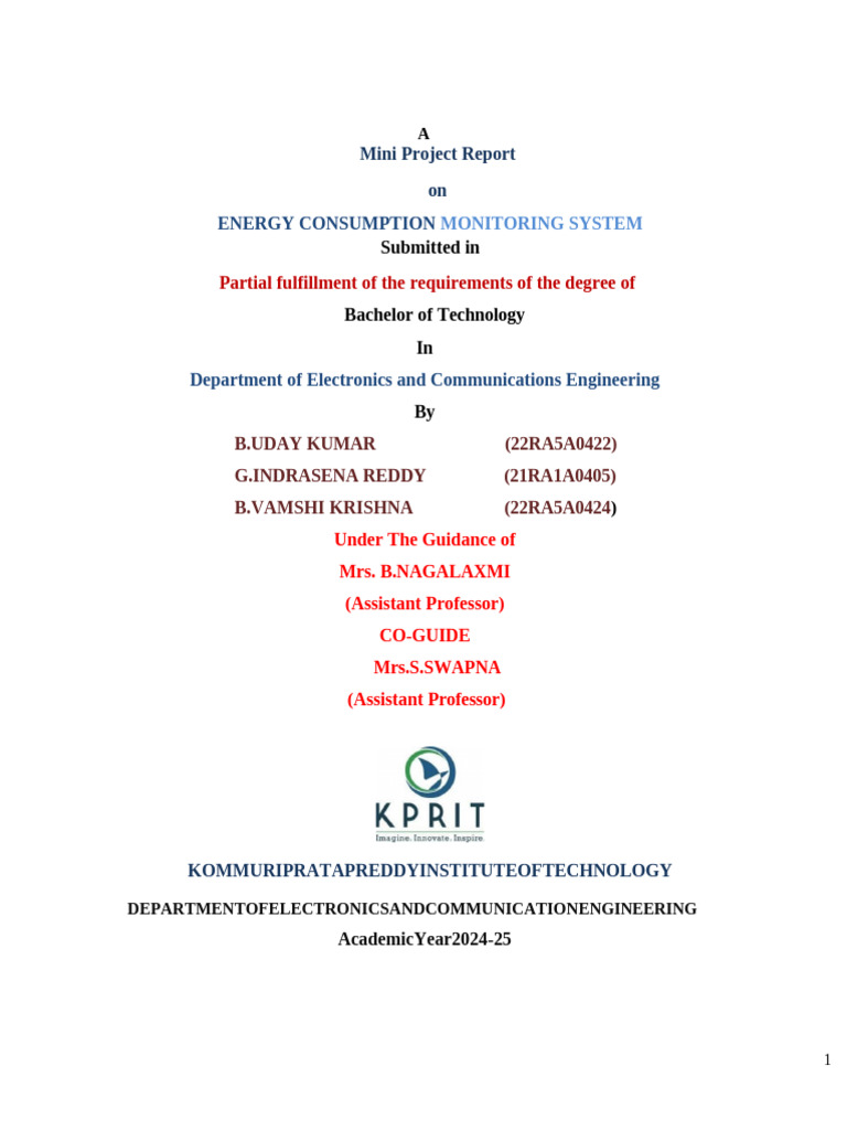 Energy Consumption Monitoring System Report | PDF | Internet Of Things ...