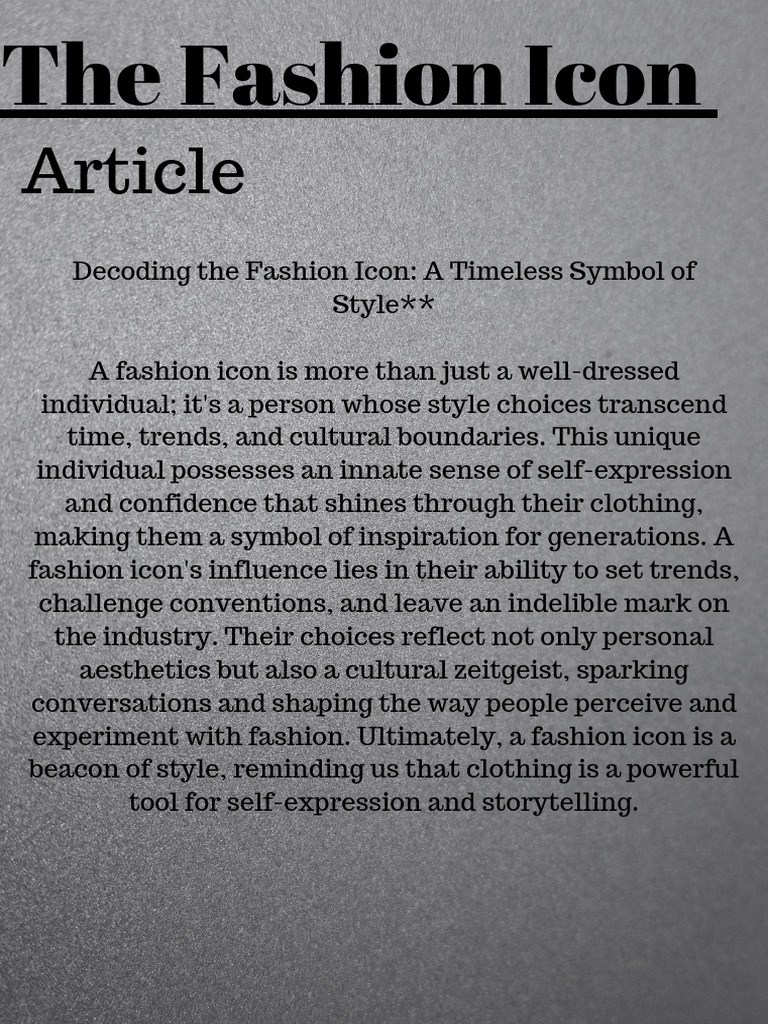 The Fashion Icon | PDF