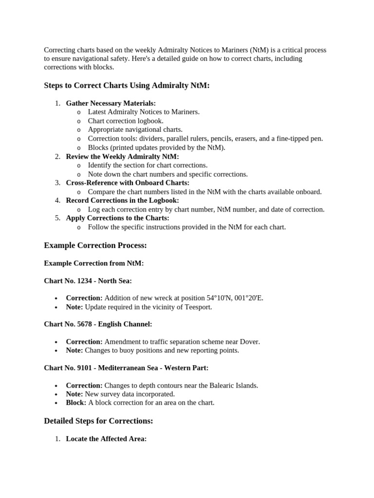 Chart Correction Using Admiralty NtM | PDF | Navigation