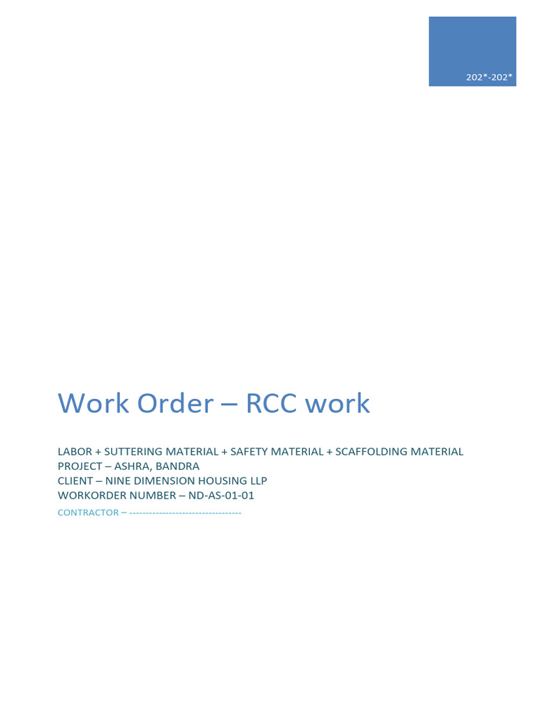 Civil Work Order for Ashra CHS Project | PDF | Concrete | Plaster
