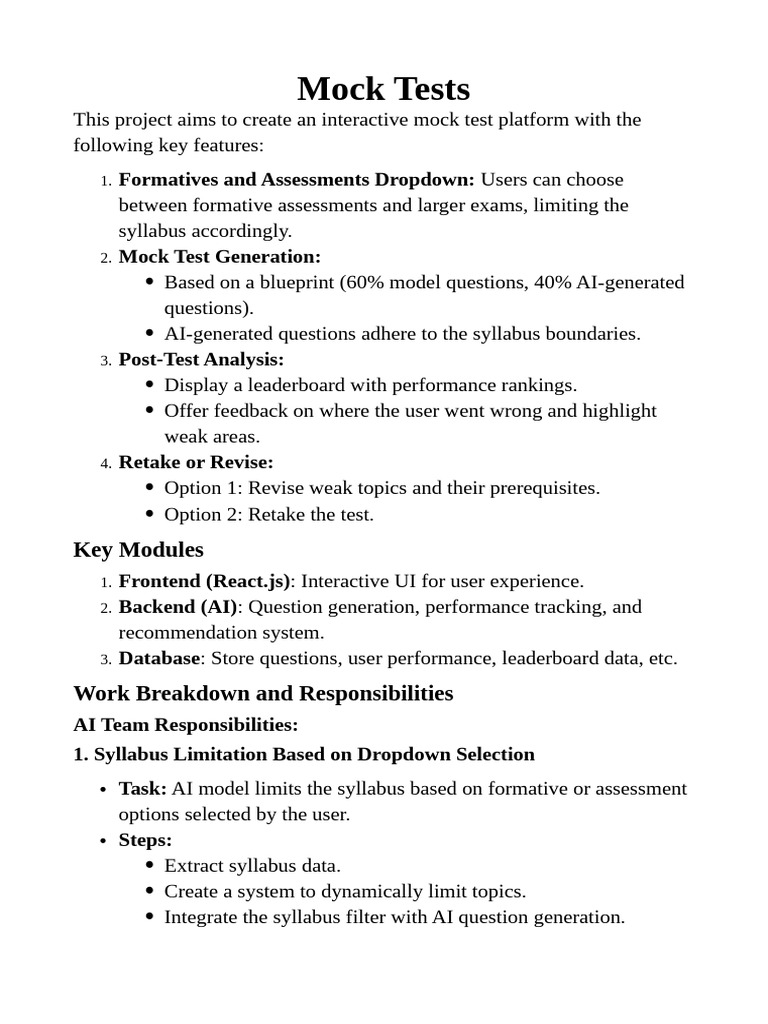 Interactive Mock Test Platform Features | PDF | Artificial Intelligence ...