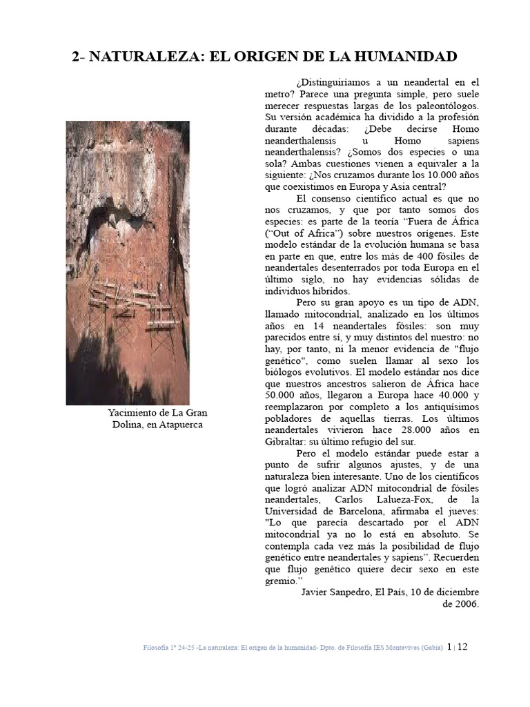 Orígenes de la humanidad y evolución | PDF | neanderthal | Homo