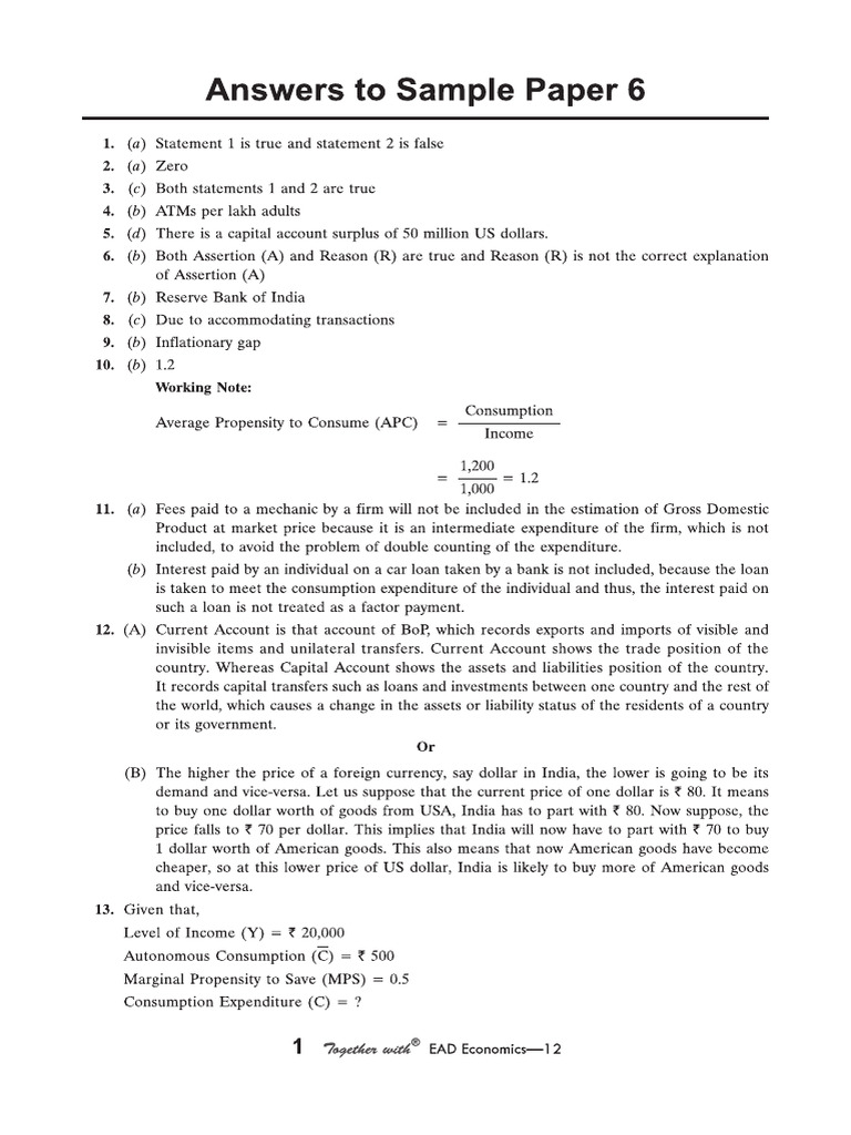Answers Sample Paper 6 | PDF