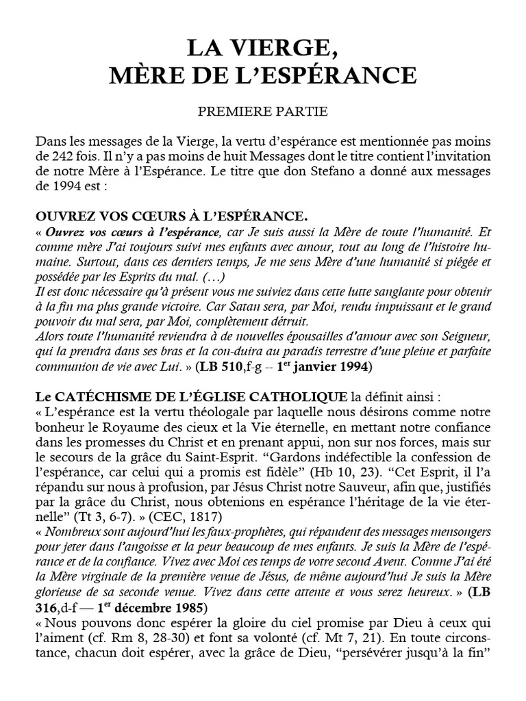 La Vierge, Mère de l'Espérance Divine | PDF | Marie, mère de Jésus | Dieu