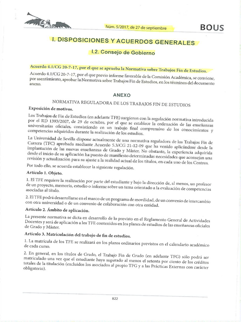 Normativa General TFG | PDF