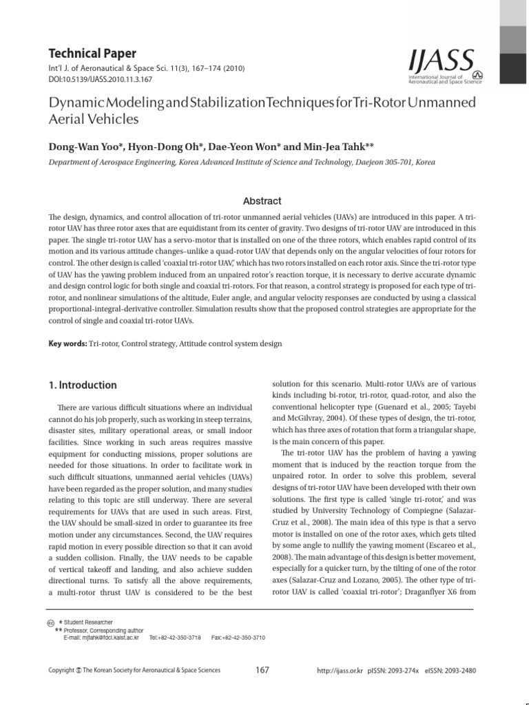 Tri-Rotor UAV Design and Control Strategies | PDF | Helicopter Rotor ...