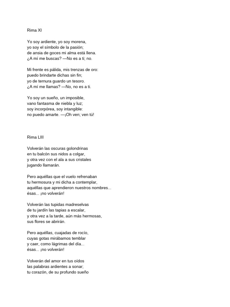 Rimas de amor y desamor en poesía | PDF