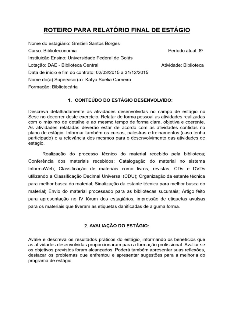 Relatório de Estágio em Biblioteconomia | PDF | Bibliotecas ...