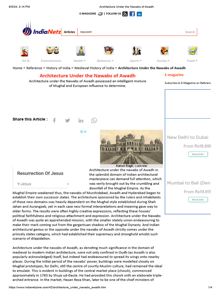 Nawabi Architecture in Awadh | PDF