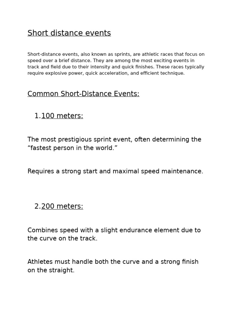 Short-Distance Sprint Events Explained | PDF