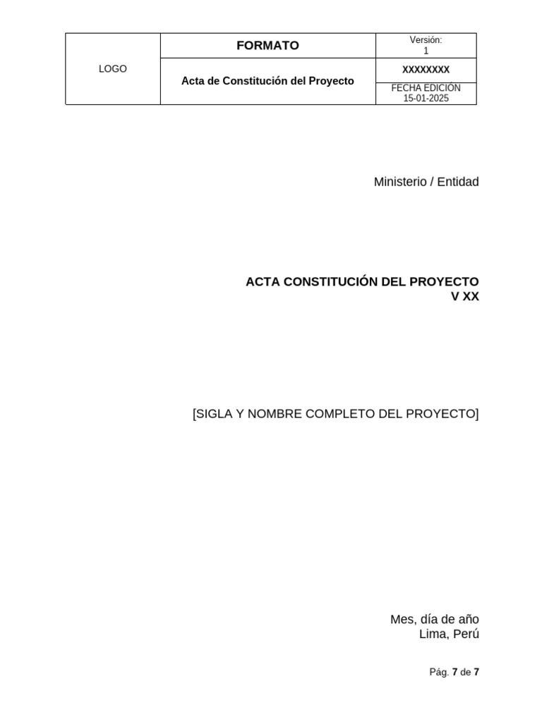 Acta de Constitución del Proyecto 2025 | PDF | Presupuesto