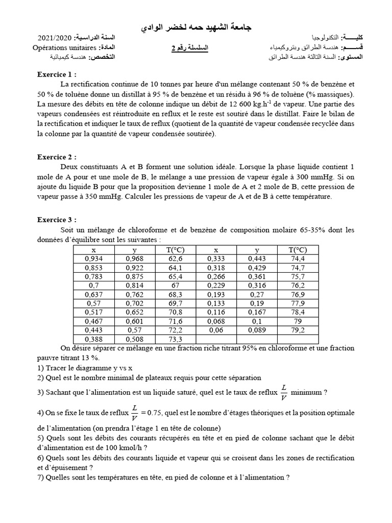 TD2 Avec Solution | PDF | Vapeur | Chimie