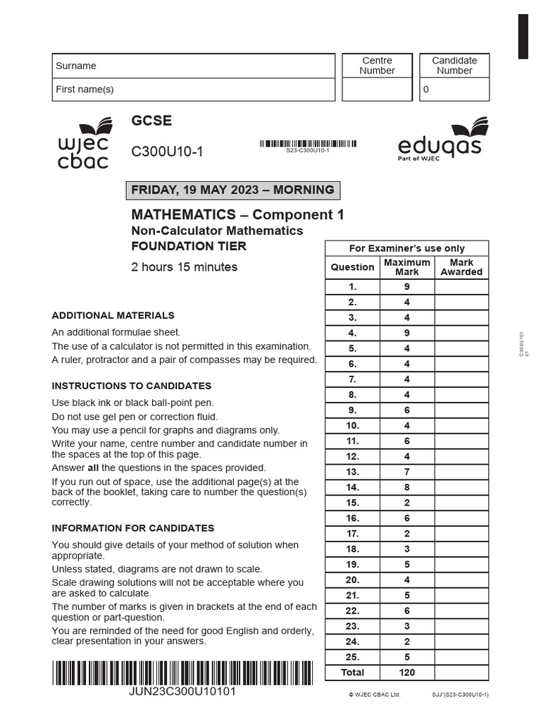 Maths Paper 3 Foundation Answers | PDF | Area | Euclidean Geometry